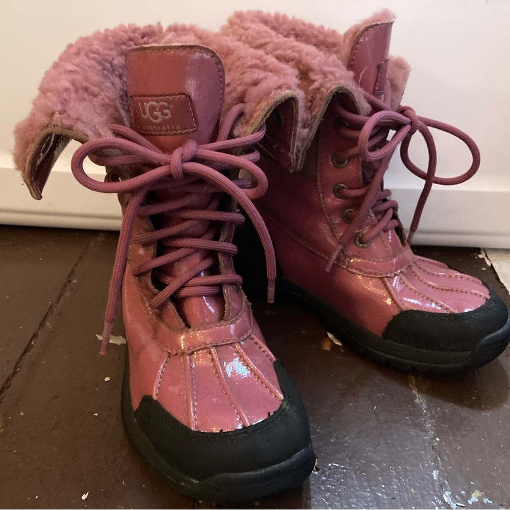 Youth/Girls Ugg Winter Boots - Pink Sheepskin Sz 13